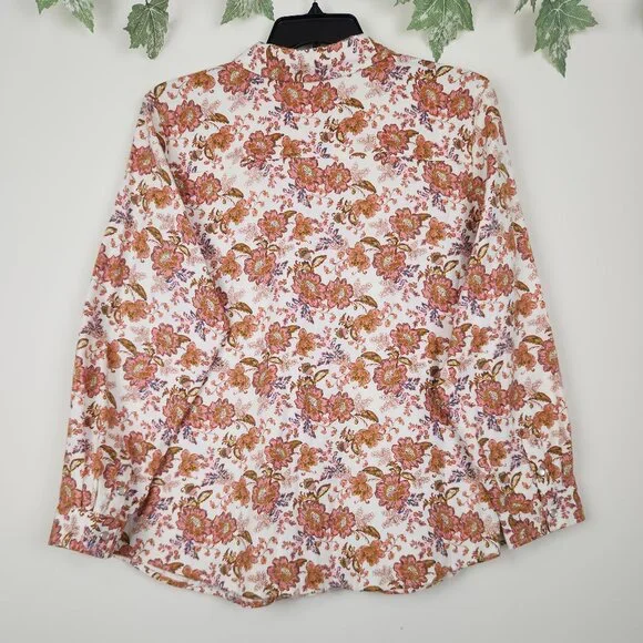 Joan Rivers Size XL Floral Print Flannel Long Sleeve Cotton Women's Top Blouse - Picture 5 of 9